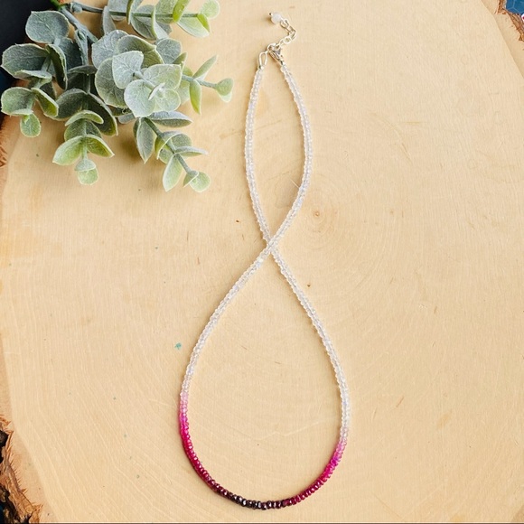 Genuine Ruby & Moonstone Beaded Choker Necklace in sterling silver - Picture 7 of 14